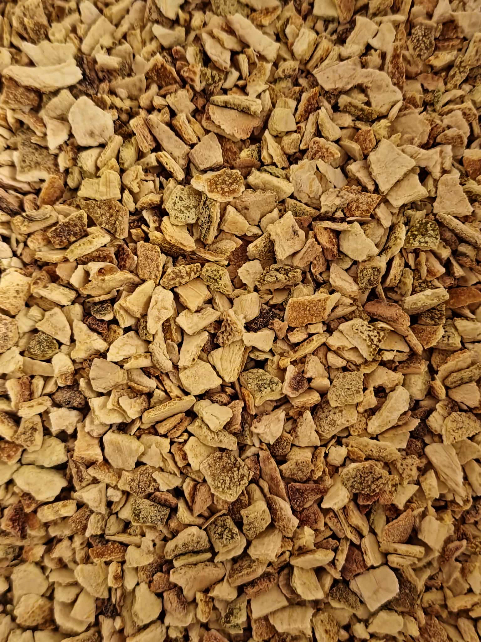 Close-up of dried Orange peel, an herbal remedy from Botanical Remedies herbal dispensary