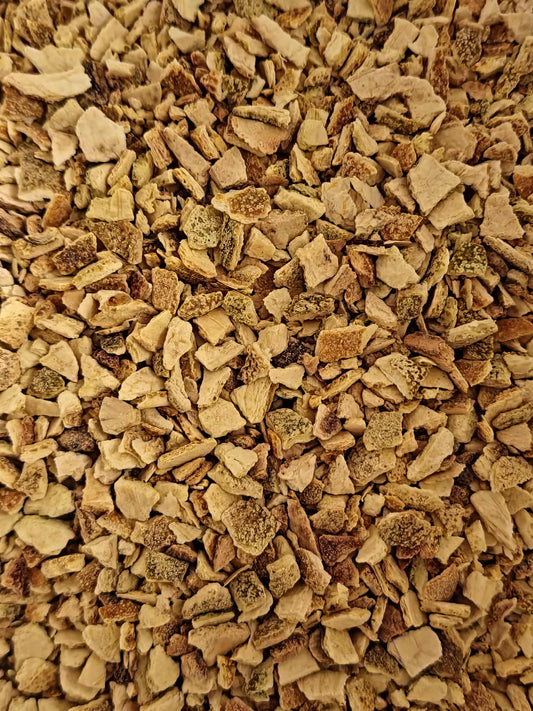 Close-up of dried Orange peel, an herbal remedy from Botanical Remedies herbal dispensary