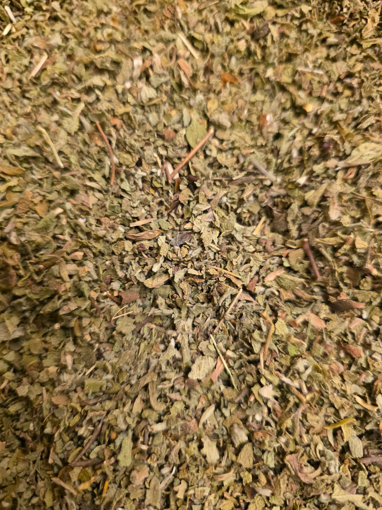 Close-up of dried and cut Organic Rock Rose herb, an herbal remedy from Botanical Remedies herbal dispensary, loose herbal tea