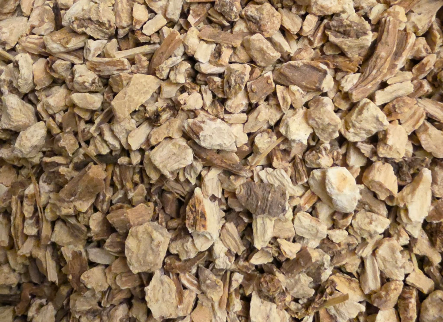Close-up of dried and cut Organic Soapwort root, an herbal remedy and premium washing agent from Botanical Remedies herbal dispensary, loose herbal tea