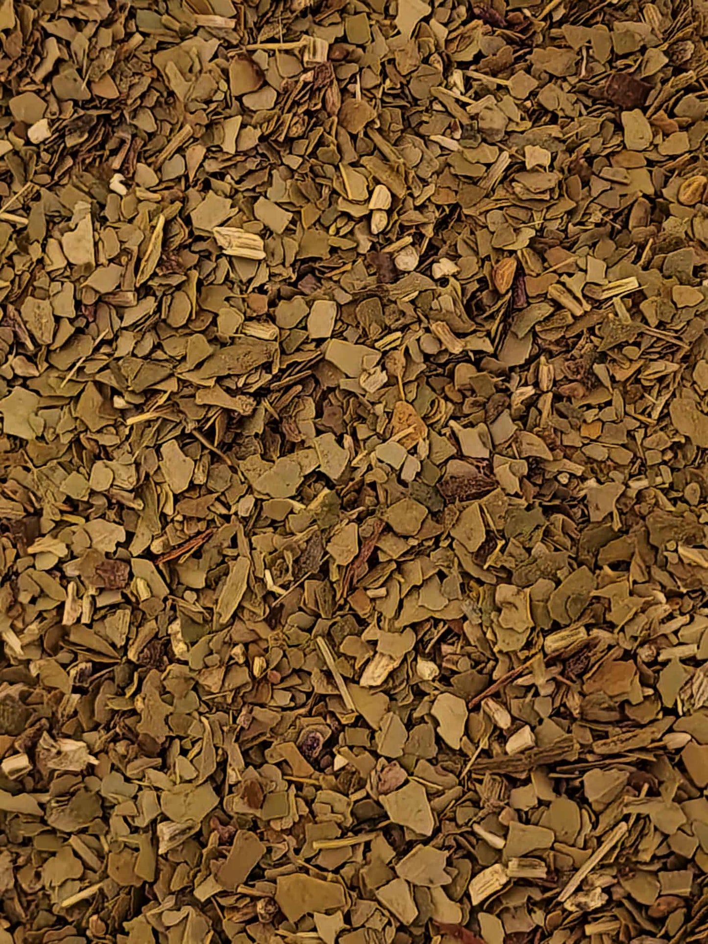 Close-up of dried Organic Yerba mate, an herbal remedy from Botanical remedies herbal dispensary, loose herbal tea
