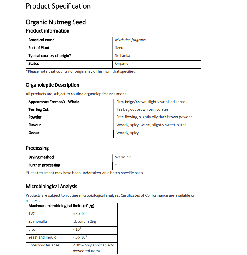 Organic Whole Nutmeg (Myristica fragrans)