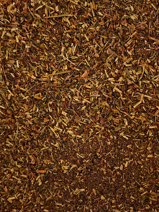 Close-up of dried St Johns wort herb,  an herbal remedy, loose herbal tea