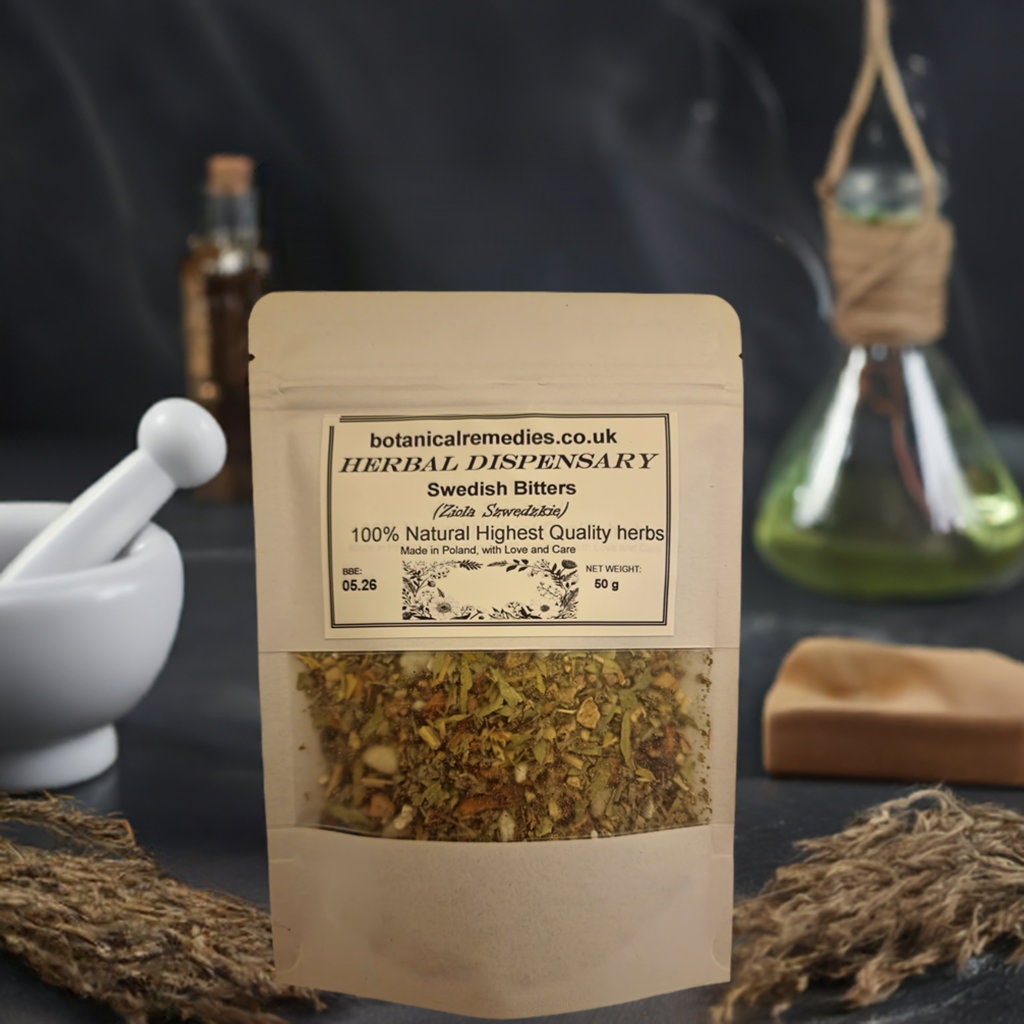 Package with Swedish Bitters herbs, blend  of herbs for tincture preparation, an herbal remedy