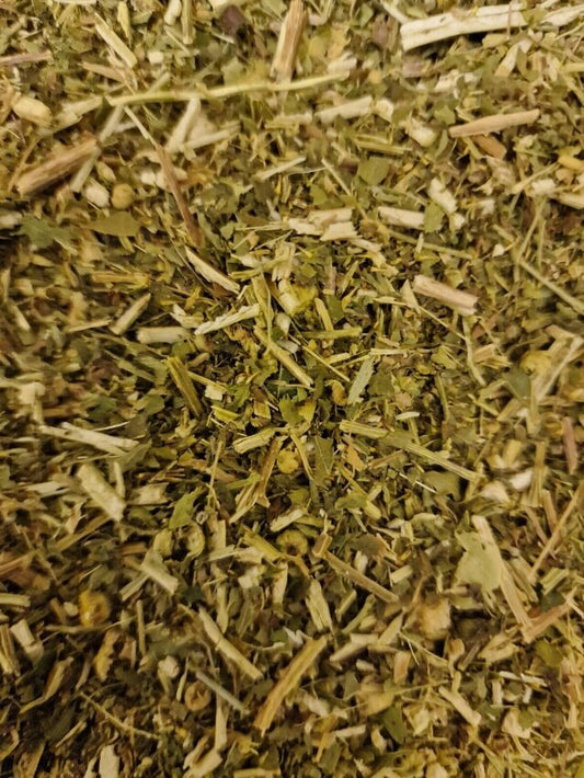 Tansy herb dried and cut, an herbal remedy, loose herbal tea