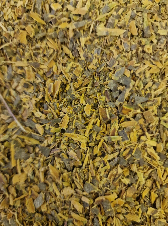 close up of Alder buckthorn dried and cut bark, loose herbal tea, an herbal remedy