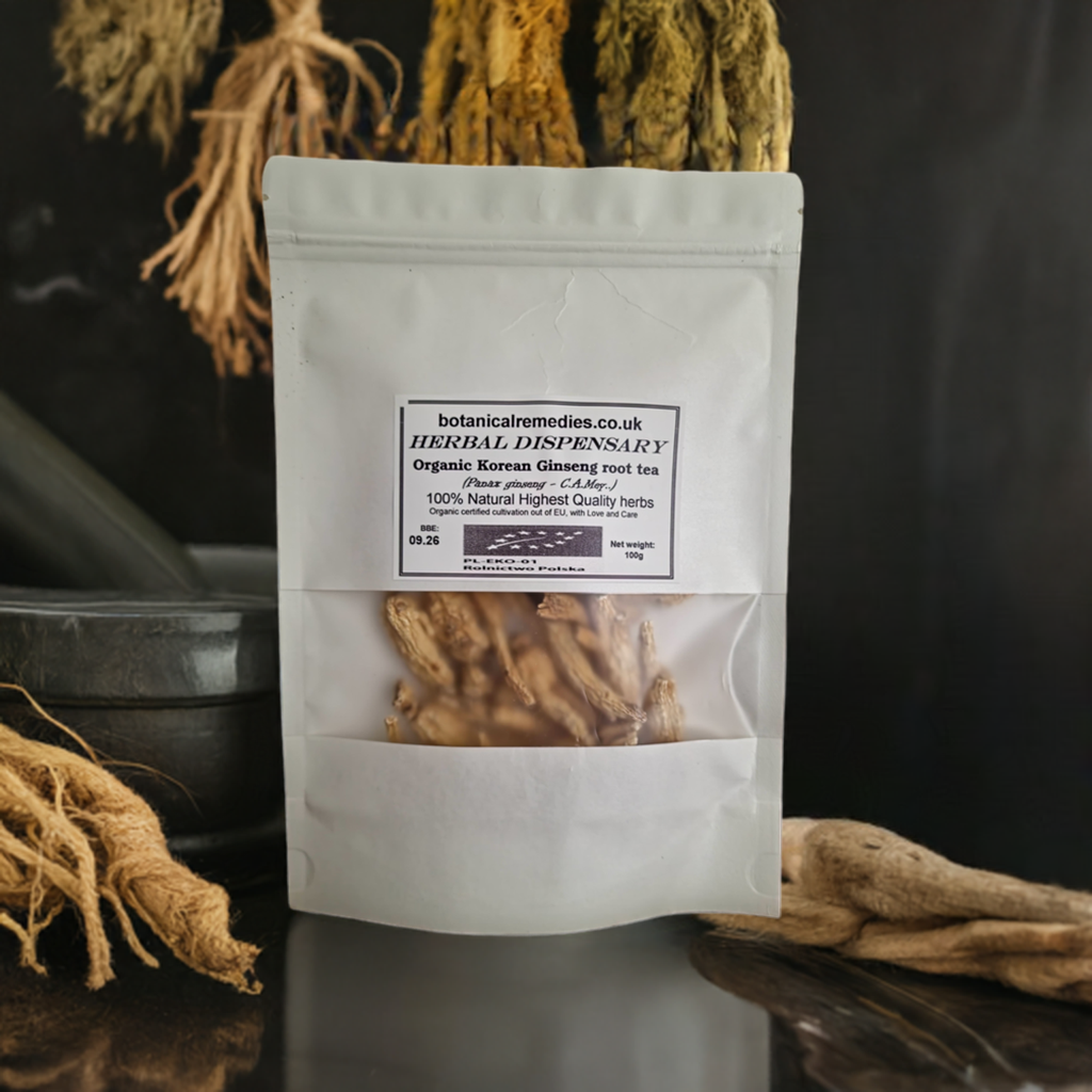 Organic Korean Ginseng whole root tea (Panax ginseng - C.A.Mey..) Lab-proven Quality and Purity