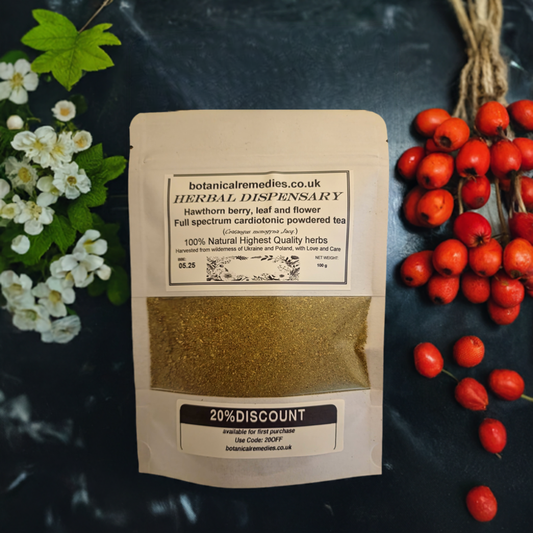 Full spectrum Hawthorn berry, leaf and flower cardiotonic tea (Crataegus monogyna Jacq.)