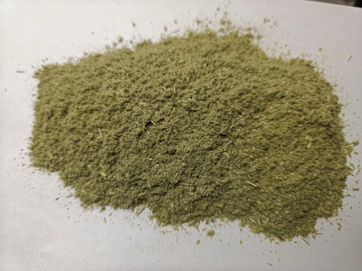 Freshly milled Ground Wormwood Herb powder (Artemisia absinthium) milled in the UK prior to despatch to prevent oxidation.